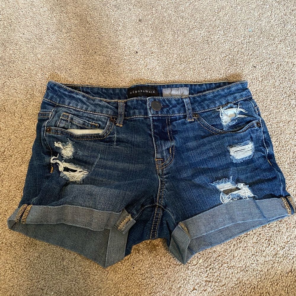 Aeropostale size 2 ripped denim jean shorts